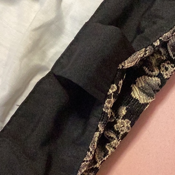 FINAL SALE PRICE 2 Pc Gold & Black Rod Pocket Drapery Panels - Picture 3 of 3